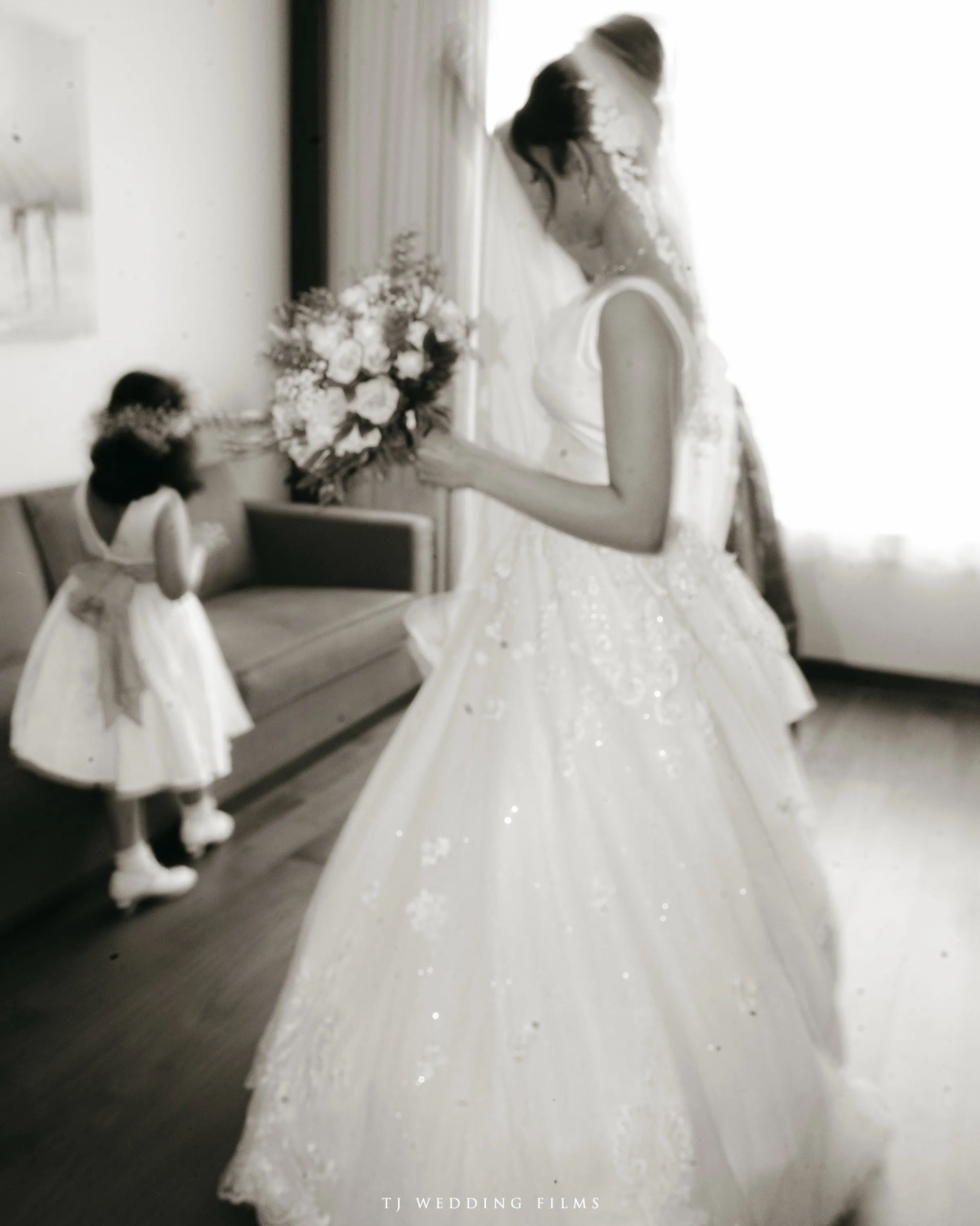 A couple in a candid wedding moment