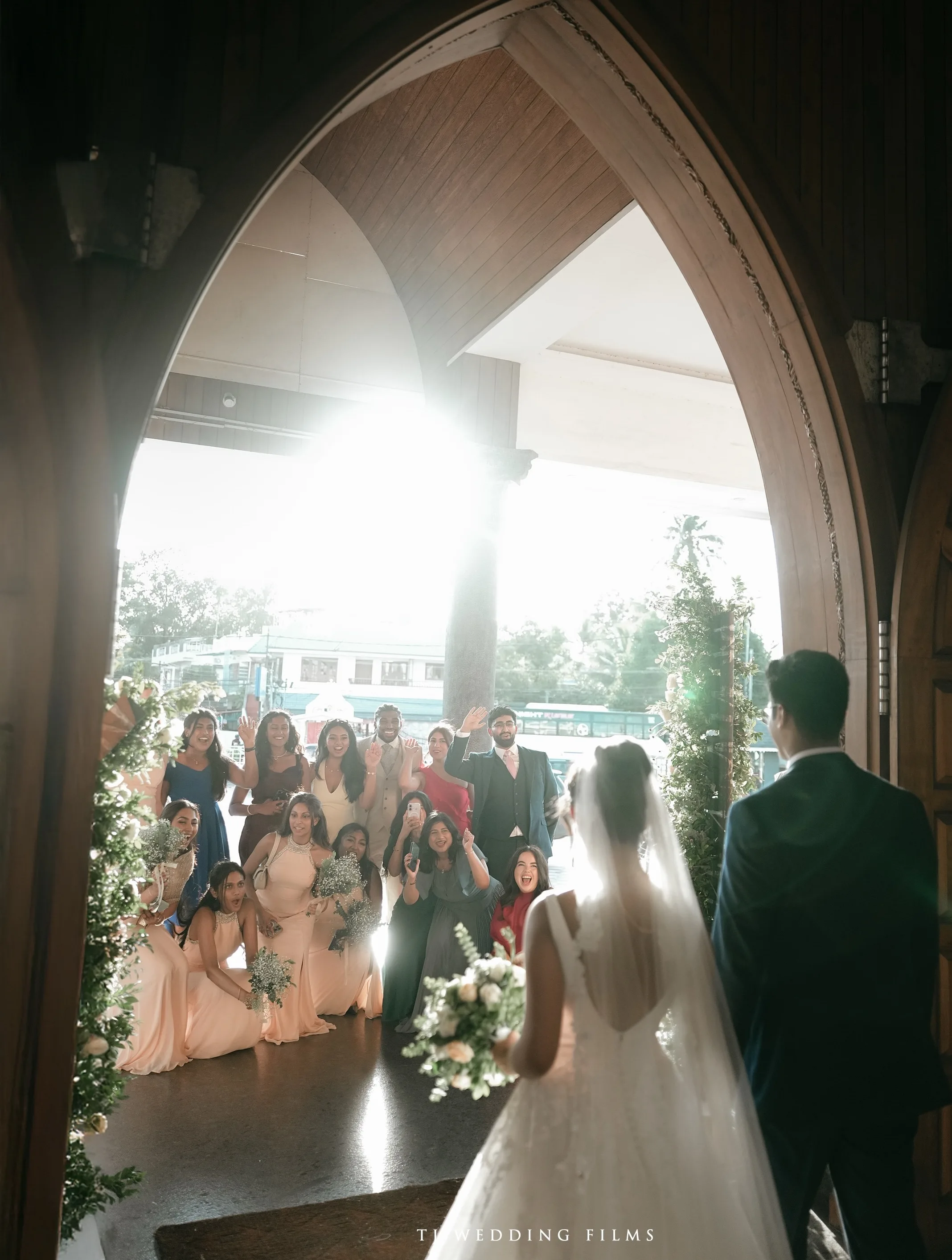 A newlywed couple enjoying a quiet moment together